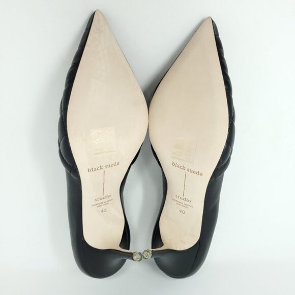 BLACK SUEDE STUDIO Heels Dana Quilted Leather Stiletto Pumps Point-Toe - Picture 7 of 9